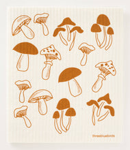 Three Bluebirds Swedish Dishcloths - Mushrooms on White 