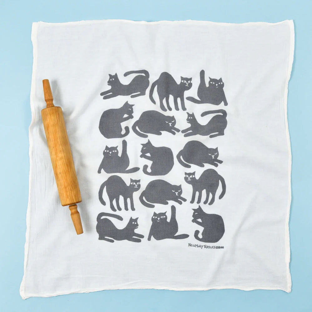 Kei and Molly Flour Sack Dish Towel - Cats