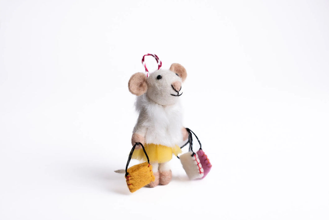 Ethical Global - Handmade Holiday Ornament - Shopping Mouse