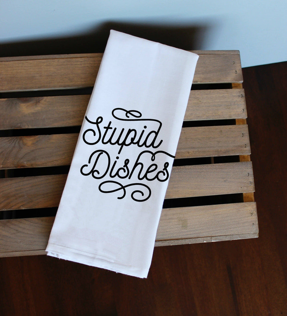 Love You a Latte Shop - Stupid Dishes Kitchen Towel, Tea Towel, Flour Sack: Black
