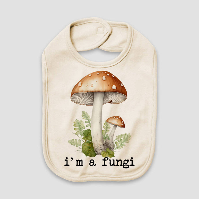 Love You a Latte - I'm a Fungi Mushroom Natural Color Baby Bib
