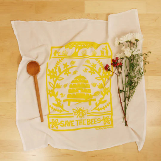 Kei and Molly Flour Sack Dishtowel - Bees