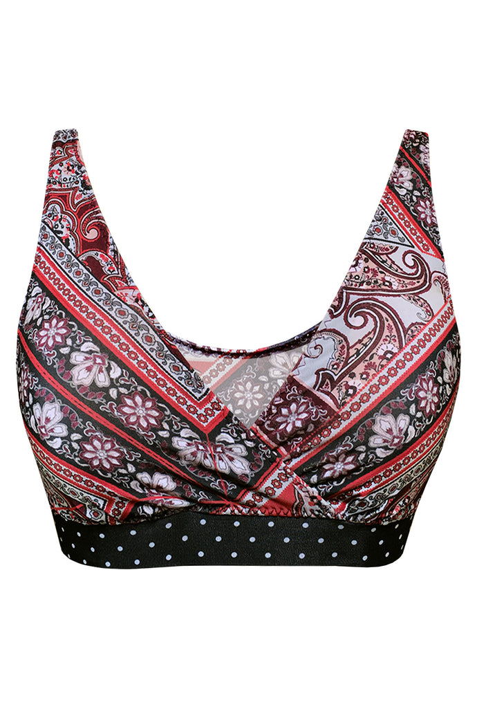 Camellia - Detachable Straps, Wired, Non-Padded Bras (Red & Black