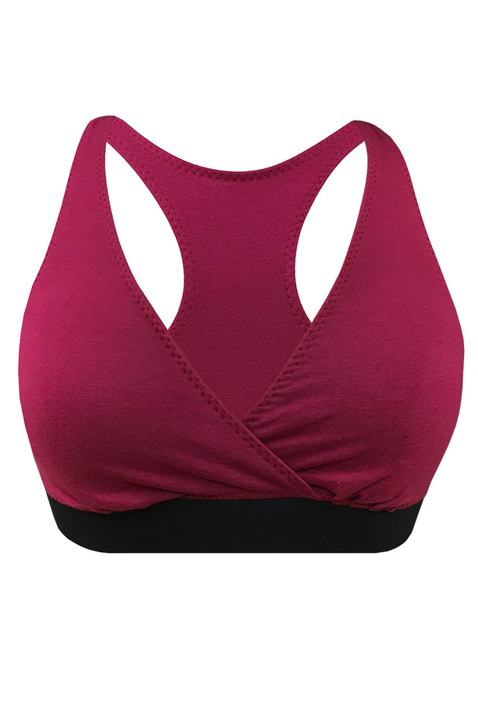 New Mate the Label Women's Sports Bra Top Red XS Organic Cotton Workout  Yoga
